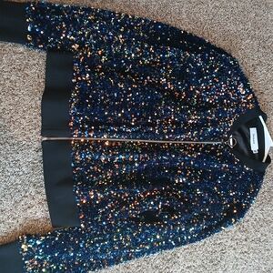 Zara Black and Multicolor Sequin Jacket